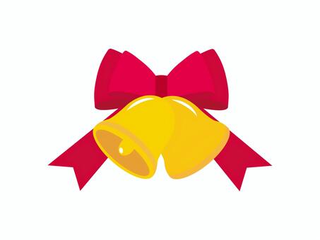 クリスマスベル ベル,クリスマス,リボン,鈴,鐘,飾り,冬,イラスト,かわいい,カットのイラスト素材