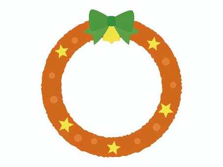 かわいいクリスマスリースのフレーム　赤 クリスマス,リース,クリスマスリース,フレーム,枠,かわいい,赤,見出し,タイトル,カードのイラスト素材