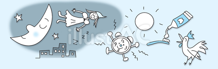 目覚め 目覚め,夜,睡眠のイラスト素材