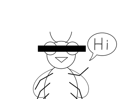 嫌いなあいつ　ハエ　色なし 害虫,虫,羽,シンプル,手描き,線画,モノクロ,手を振る,目線,hiのイラスト素材