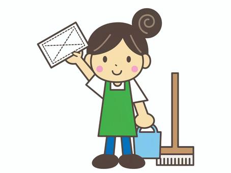 掃除をする女性 掃除をする女性 掃除,大掃除,清掃,パート,アルバイト,仕事,働く,家事,主婦,女性のイラスト素材