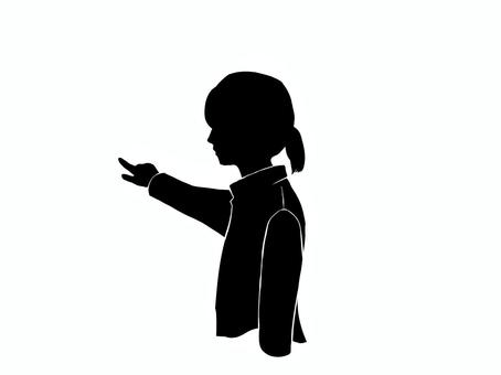 指をさす少女 こども,女の子,指さし,言いつける,告発,推理,押す,横顔,シルエット,シンプルのイラスト素材