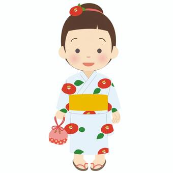 Girl in yukata, yukata, girl, summer, JPG, PNG and AI