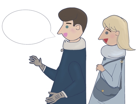 話す外国人男性・吹き出し2 外国人,コート,冬服,防寒,ファッション,男性,秋,冬,防寒着,おしゃれのイラスト素材