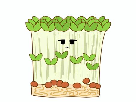 ジト目の豆苗アイコン 野菜,豆苗,かわいい,アイコン,顔,シンプル,手描き,ジト目,ベタ塗り,キャラクターのイラスト素材