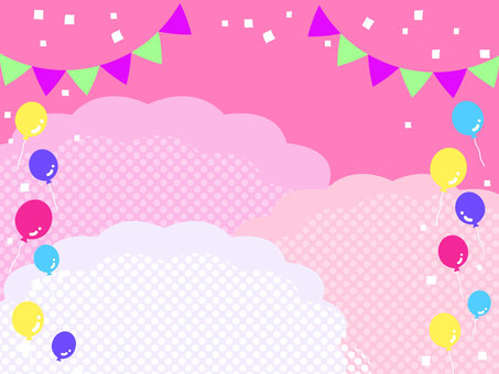 Cloud frame garland/balloon/red, background, cloud, polka dot, JPG and AI