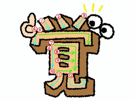 覚　漢字　書き順あり 覚,フォント,漢字,立体,文字絵,目,書き順,矢印,12画,可愛いのイラスト素材