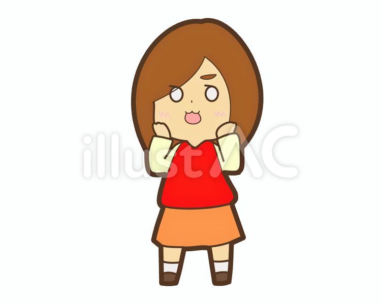 顔をおさえる女の子２ 女子,キャラ,かわいいのイラスト素材