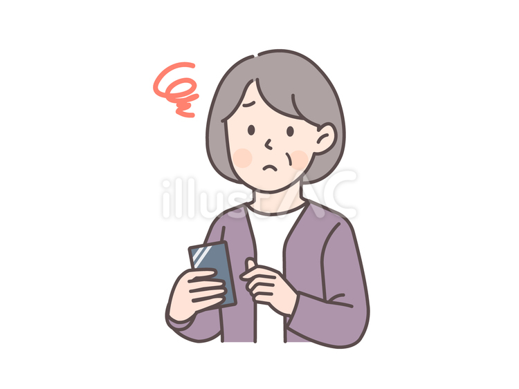 スマホの操作で困っているシニア女性 シニア,女性,主婦のイラスト素材