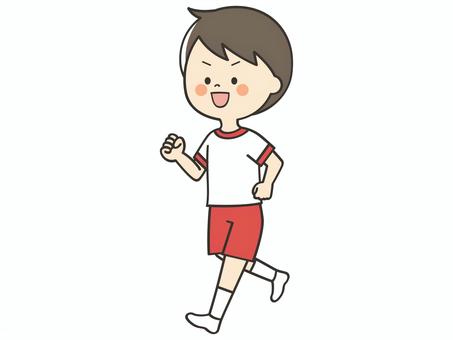 走る体操服の男の子 走る,歩く,運動,マラソン,持久走,学校,小学校,体育,子供,こどものイラスト素材