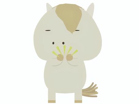 拍手_馬 拍手,馬,白馬,動物,かわいい,賞賛,手,叩く,祝う,瞑るのイラスト素材