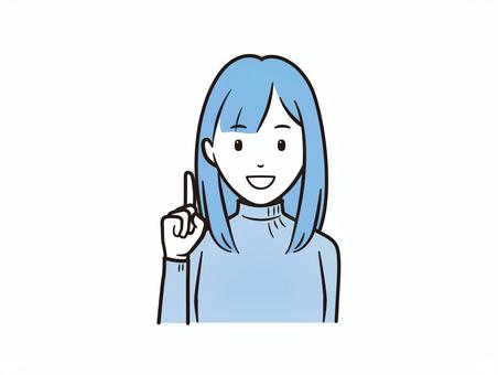 ポイントを伝える笑顔のニットセーター女性 指差し,ポイント,女の子,女性,ニット,セーター,笑顔,カジュアル,ヒント,注目のイラスト素材