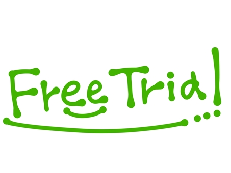 Free Trialの文字（緑色） フリー,トライアル,無料,お試し,期間,限定,誘導,プロモーション,マーケティング,広告のイラスト素材