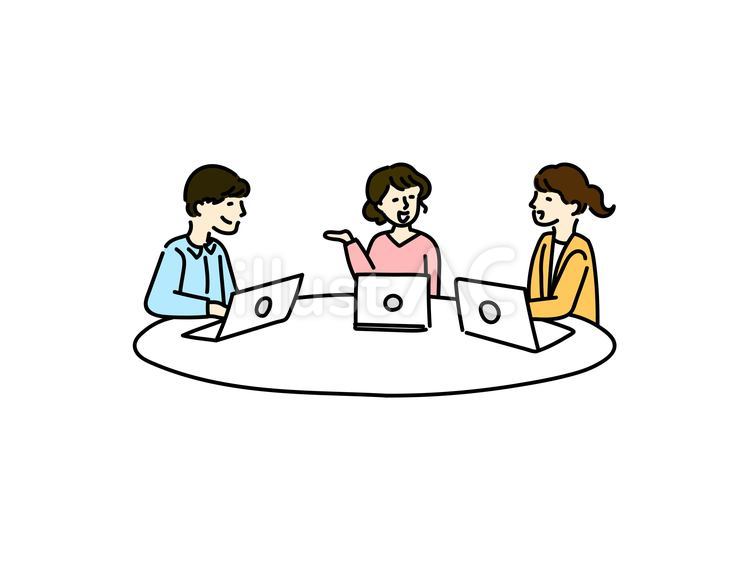 会議をする男女(色あり) 会議,ミーティング,相談のイラスト素材