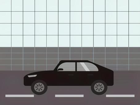 高速道路を走行する車 車,自動車,道路,高速道路,乗り物,走行中,横向き,黒,セダン,乗用車のイラスト素材