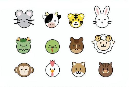 まるい干支のイラストセット