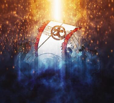 光と船 浮世絵,船,ネズミ,光,日本,和風,和柄,動物,帆のイラスト素材