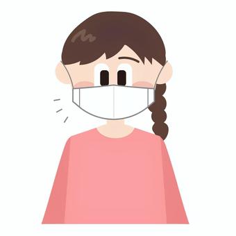 マスクをする若者の女性 マスク,風邪,熱,病気,コロナ,予防,若者,女性,女の子,女のイラスト素材