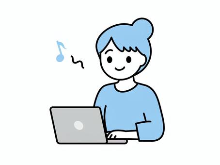 PC作業・副業・デスクワークする女性02 人物,女性,パソコン,pc,ノートパソコン,社会人,会社員,派遣社員,フリーランス,主婦のイラスト素材