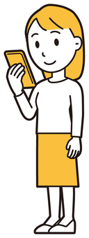  ロングヘア女性(黄)-241-全身