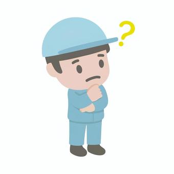 はてなと思う作業員 作業員,疑問,思考,困惑,表情,感情,理解,職場,現場,判断のイラスト素材