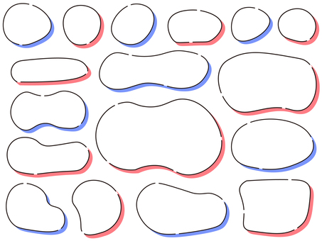 ポップな流体フレームセット 赤 青 フレーム,吹き出し,流体シェイプ,ビビット,セット,ポップ,かわいい,赤,青,白のイラスト素材
