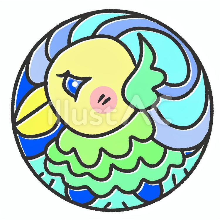 アマビエ９青 アマビエ,厄除け,魔除けのイラスト素材