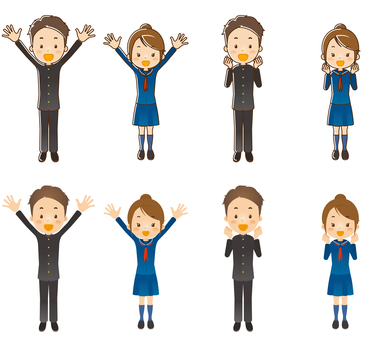 生徒20 生徒20 学校,中学生,高校生,中学校,高校,生徒,万歳,ガッツポーズ,頑張る,元気のイラスト素材