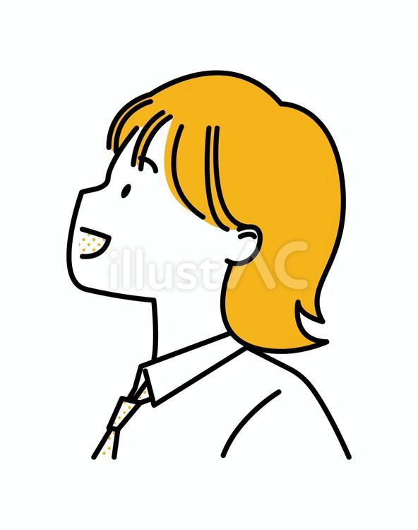上を向くYシャツネクタイの学生シンプル1 横顔,見上げる,女子のイラスト素材