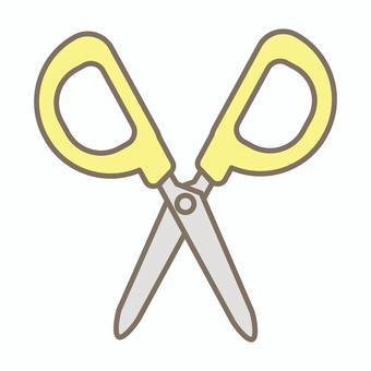 開いたはさみのイラスト はさみ,道具,文房具,黄色,ベクターのイラスト素材