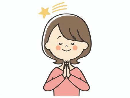 願い事をする若い女性 願い事,お願い,流れ星,祈る,七夕,女性,女,母,お母さん,主婦のイラスト素材