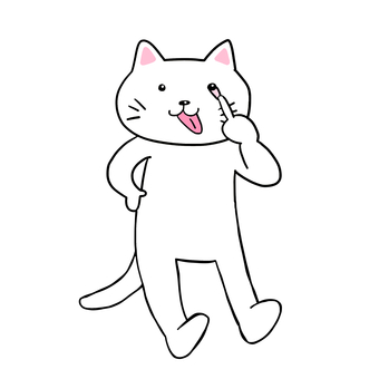 あっかんべーする白猫　全身 ねこ,白猫,動物,キャラ,ポップ,かわいい,あっかんべー,ベー,舌,いたずらのイラスト素材