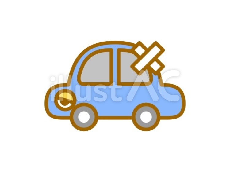 自動車　故障　青 自動車,乗り物,事故のイラスト素材