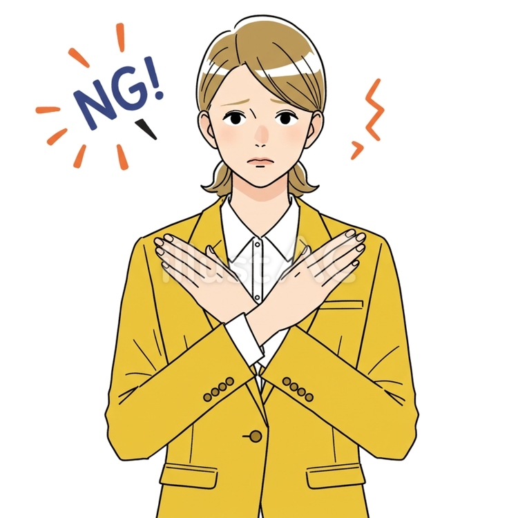 NGを出す姿 女性,スーツ,金髪のイラスト素材