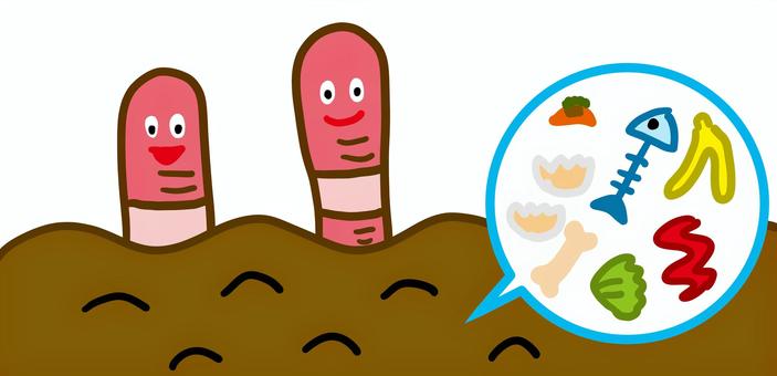 ミミズコンポスト ミミズ,コンポスト,堆肥,土,シマミミズ,フトミミズ,エコ,生ごみ,ゴミ,埋めるのイラスト素材
