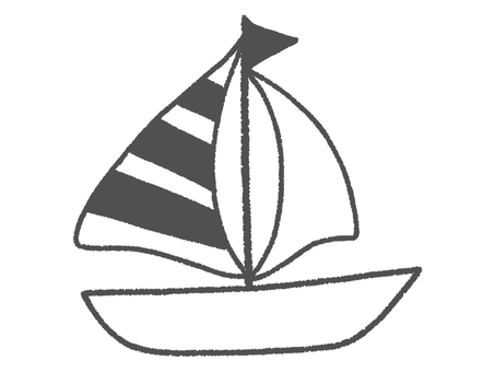 ヨット（白黒） ヨット,船,帆船,マスト,浮かぶ,夏,縞模様,ボーダー,白黒,モノクロのイラスト素材