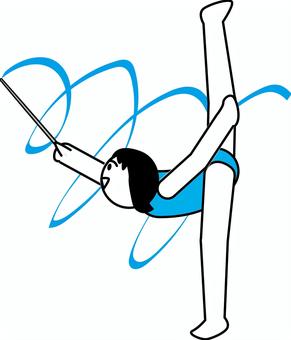 新体操リボン 新体操,リボン,回す,演技,デフォルメ,女子,人物のイラスト素材