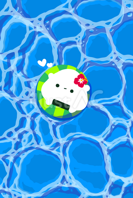 海とおにぎりさん待ち受けやポストカードに 海,おにぎり,食べ物のイラスト素材