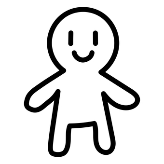 シンプルな立ち姿の人物イラスト 人物,人,笑顔,笑う,表情,立つ,ポーズ,キャラクター,シンプル,線画のイラスト素材