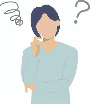 Image of a woman thinking and worrying, female, to worry, to think about, JPG, PNG and AI