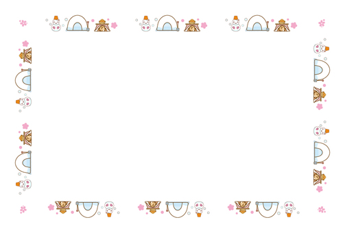 冬のお便りフレーム　かまくら柴犬雪だるま 犬,雪だるま,こたつのイラスト素材