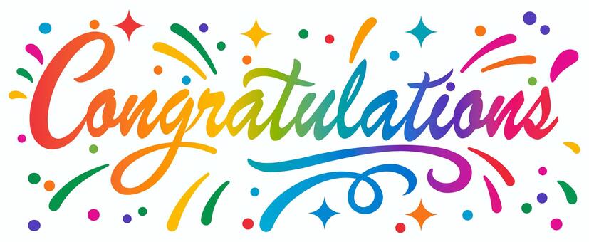 コングラチュレーション（カラフル） コングラチュレーション,congratulation,おめでとう,祝い,誕生日,合格,めでたい,花火,星,紙吹雪のイラスト素材