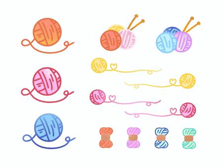 カラフルな毛糸素材 毛糸,冬,ハンドメイド,毛糸玉,ワンポイント,ライン,素材,アイコン,カラフル,ポップのイラスト素材
