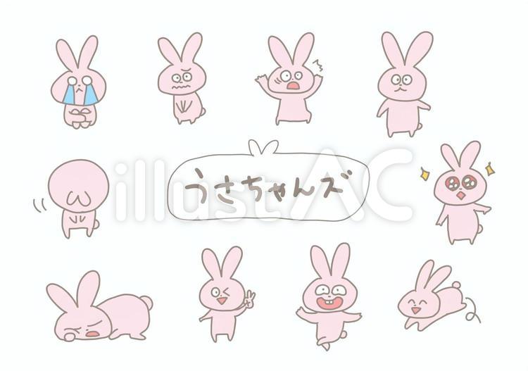 うさちゃんズ うさぎ,ピンク,動物のイラスト素材
