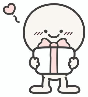 プレゼントとハートとシンプルな人物 プレゼント,クリスマス,棒人間,バレンタイン,ハート,人物,人,笑顔,12月,冬のイラスト素材