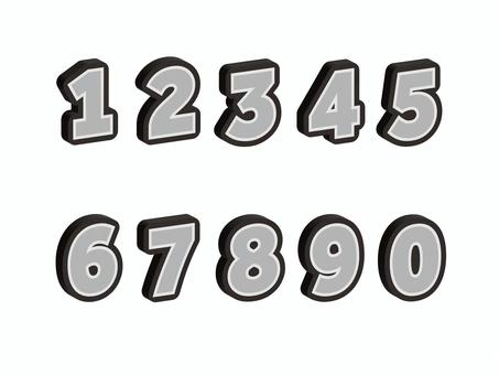 数字（黒縁）02-03 数字,ナンバー,番号,灰,縁,セット,アイコンのイラスト素材