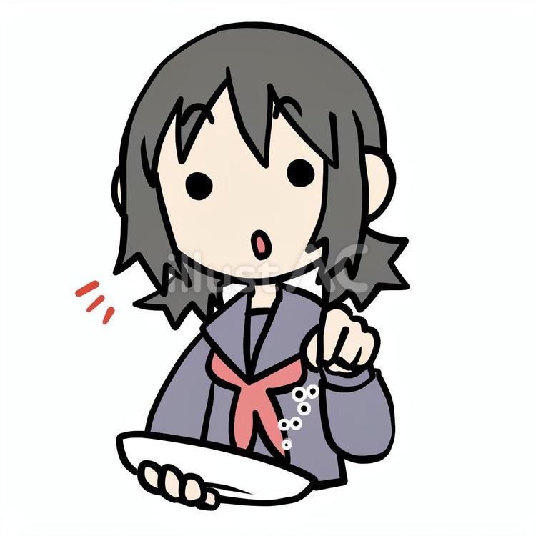 気づいて塩を振る学生少女 少女,塩,振るのイラスト素材