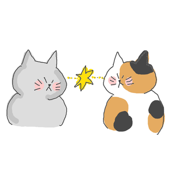 ライバルねこちゃん♪ かわいい,ライバル,ケンカ,嫌い,戦い,争い,バチバチ,目線,睨み合い,怒るのイラスト素材