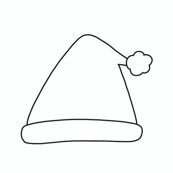 サンタ帽子 サンタ,帽子,クリスマス,モノトーン,塗り絵,可愛い,ゆるい,手描き,デコレーション,素材のイラスト素材