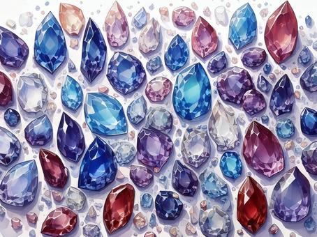 様々な色の宝石のルースの背景イラスト